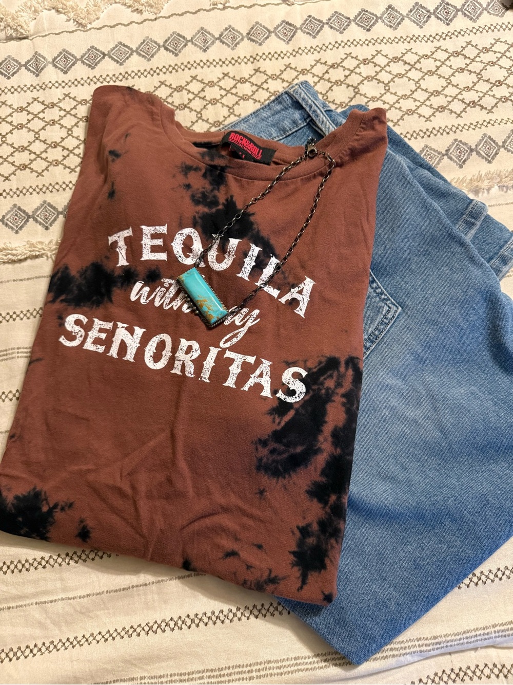 Rock & Roll Denim Tie-Dye Long Sleeve Tee
